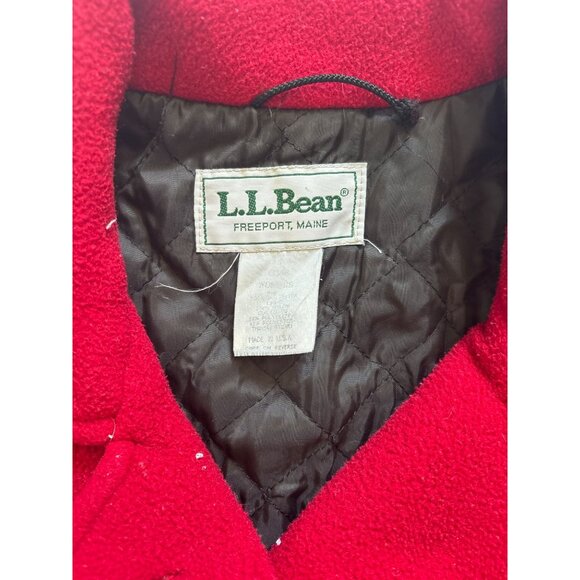 VTG L.L.Bean Womens Red Double-Breasted Fleece Jacket Size M - Picture 2 of 6
